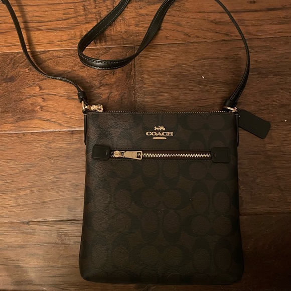 Coach Handbags - Coach Black Leather Crossbody Bag with Signature Logo